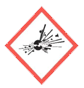Eksplozivno – znak opozarja, da so v izdelku kemikalije, ki lahko, zaradi udarca ali trenja, eksplodirajo.
